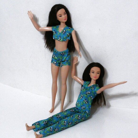 Set of 2 Genuine BARBIE  2015 MATTEL 11" Twins Brown Hair, Brown Eyes, Light - Picture 3 of 4